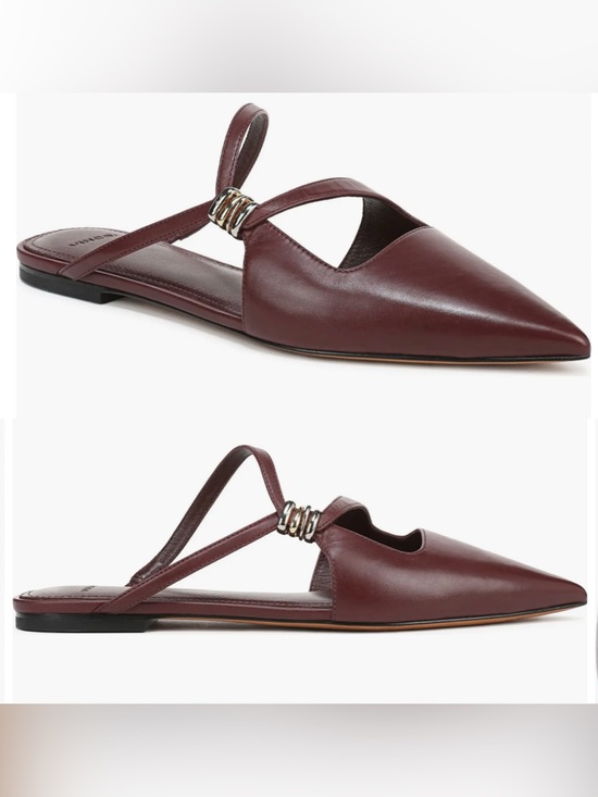 Vince Shoes - Vince Gilia Deep Cherry Burgundy Leather Strappy Pointed Toe Flat Mules size 7.5